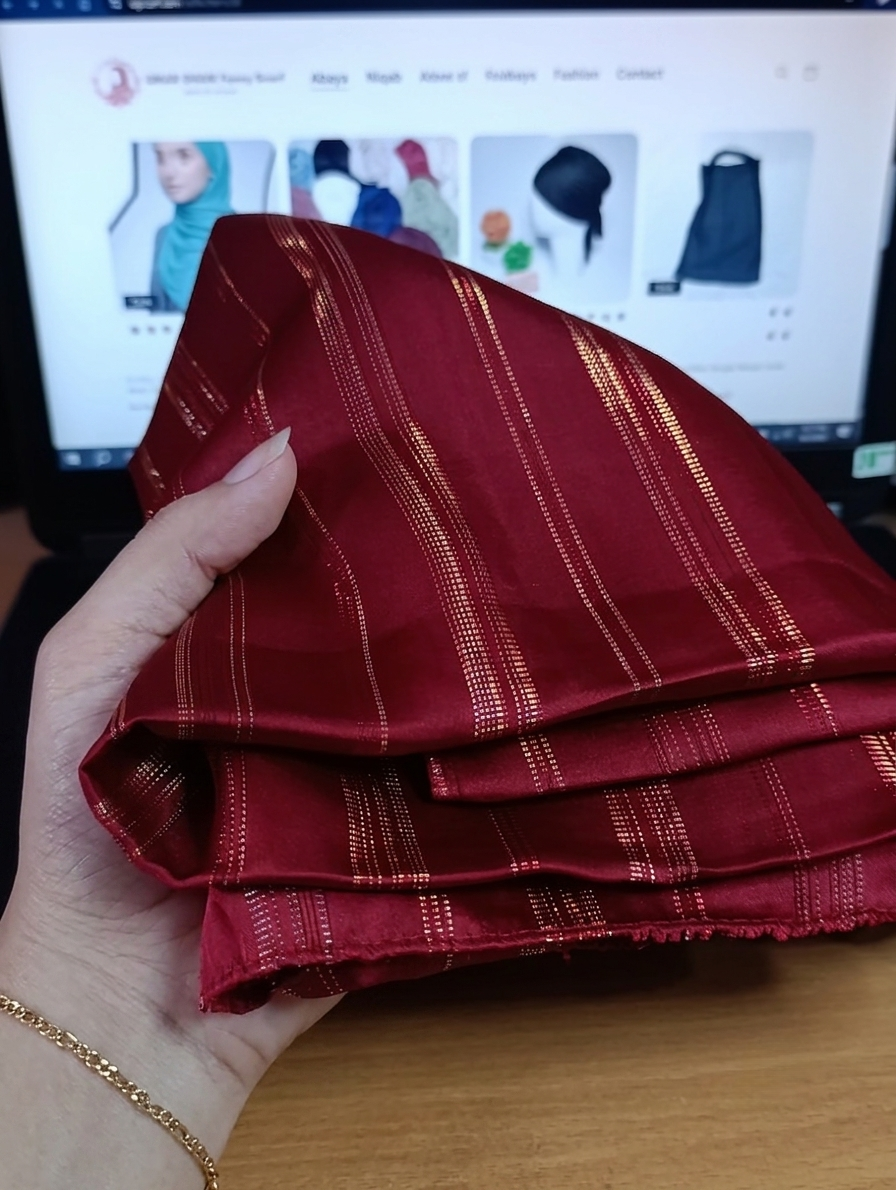 Premium Gold Striped Silk Scarf / Stole – Elegant Shiny Finish